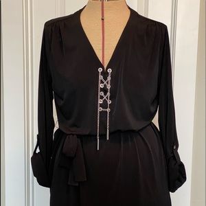 Michael Kors L Blk V-neck chain dress